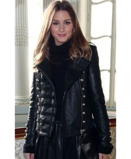 Olivia Palermo Stylish Women Celebrity Real Leather Jacket