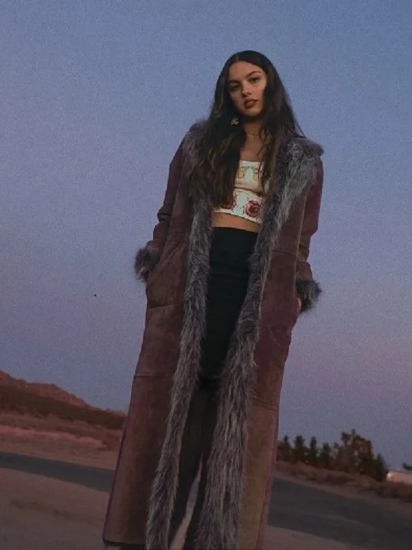 Olivia Rodrigo Faux Fur Trim Longline Coat