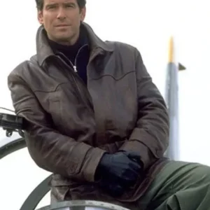 PIERCE BROSNAN TOMORROW NEVER DIES LEATHER TRENCH COAT