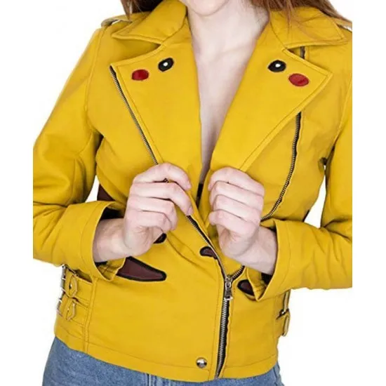 Pikachu Pokemon Yellow Leather Jacket