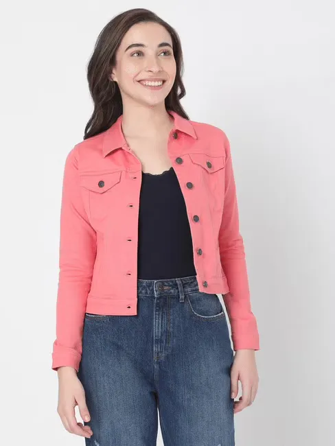 Pink Denim Cotton Jacket