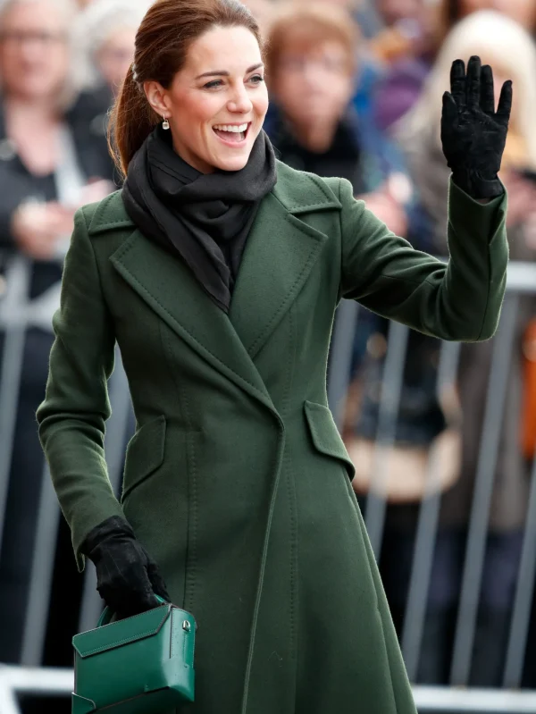 Princess Kate Middleton Green Wool Trench Coat