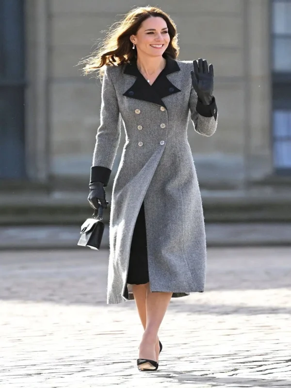 Princess Kate Middleton Grey Trench Coat