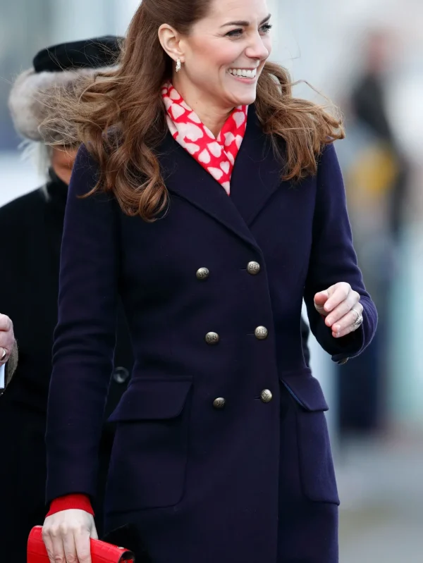 Princess Kate Middleton Navy Blue Trench Coat