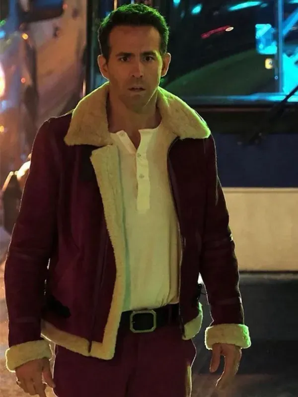 Ryan Reynolds Spirited Shearling Leather Jacket