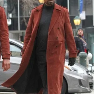 SAMUEL L. JACKSON SHAFT RED LEATHER LONG COAT