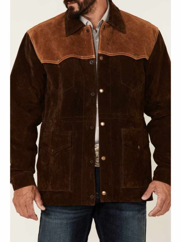 MEN'S TWO-TONE SUEDE SNAP-FRONT RANCHER CAR COAT