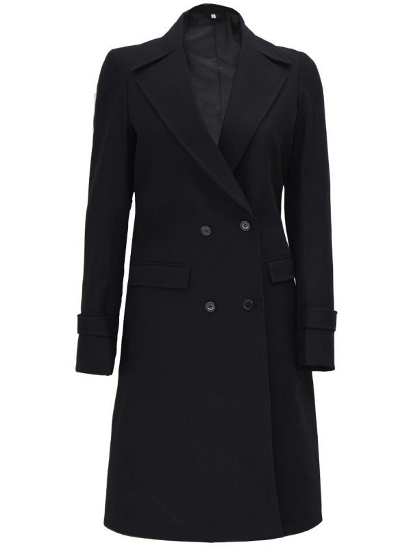 Stephany Double Breasted Womens Black Wool Coat