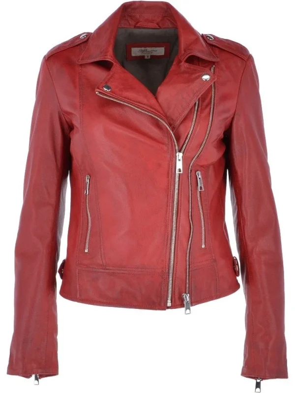 Twin Zip Fastening Leather Jacket