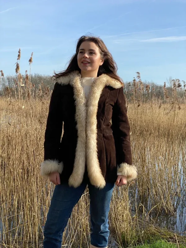 Vintage Sequence Brown Suede Sheepskin Coat