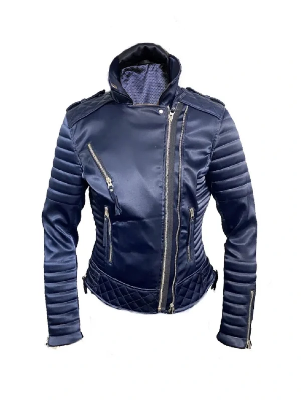 Women's Quilted Asymmetrical Blue Jacket