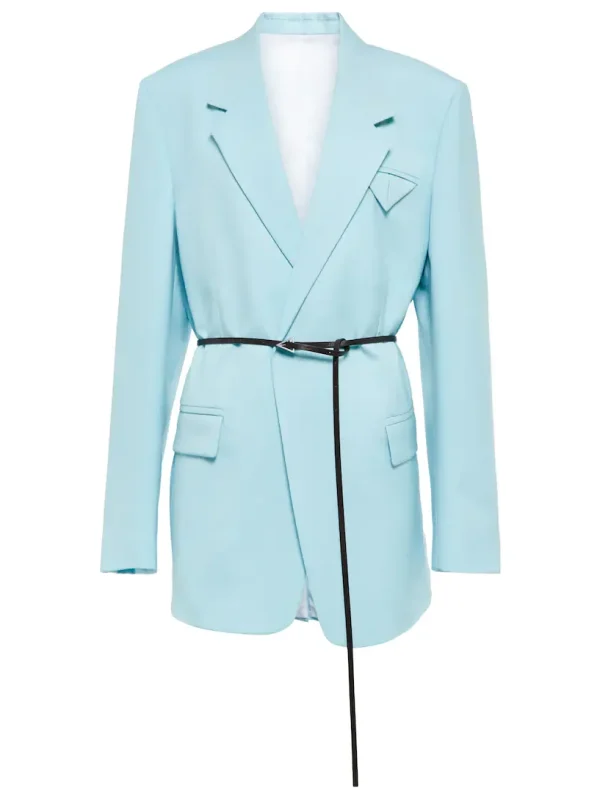 Women's Belted wool twill blazer Coat