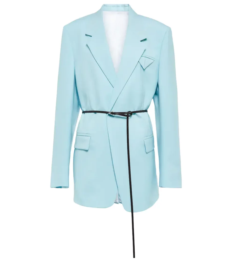 Women's Belted wool twill blazer Coat