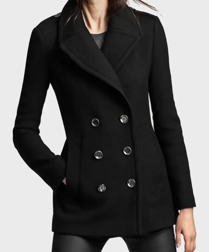 Womens Black Wool Peacoat