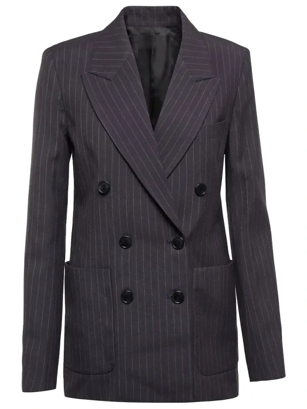 Women's Grey Pinstriped blazer coat