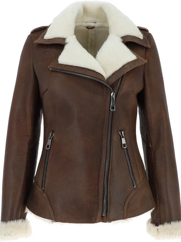 Women's Luxury Shearling Jacket Tobacco