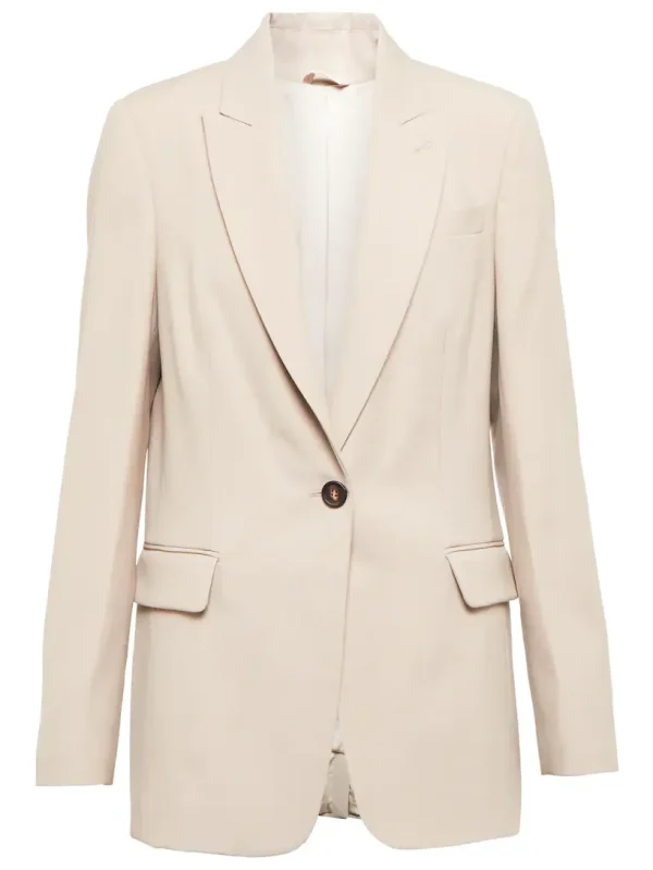 Women's single-breasted Wool-blend blazer coat