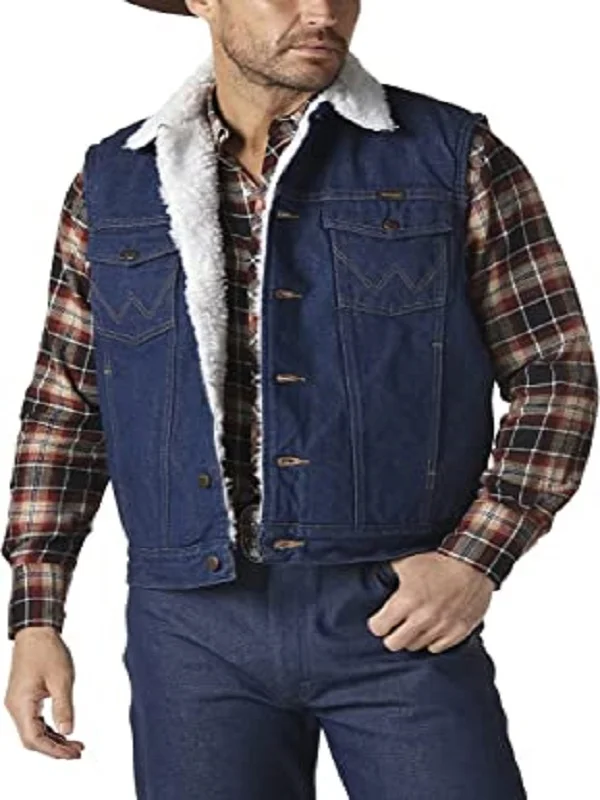 Wrangler Men's Sherpa Lined Denim Vest