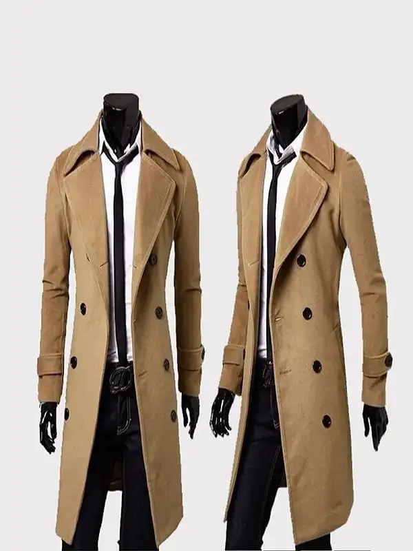 Mens Brown Wool Trench Coat