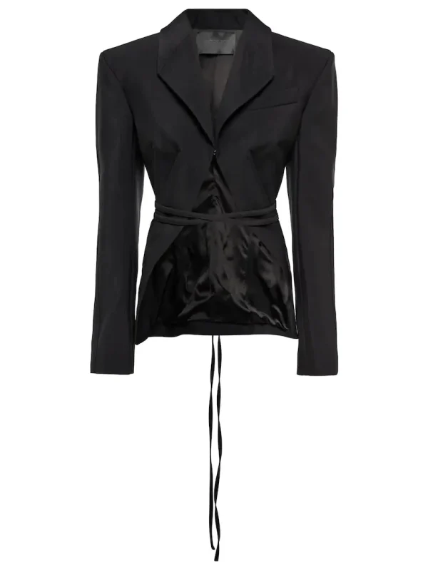 women's black twill blazer coat