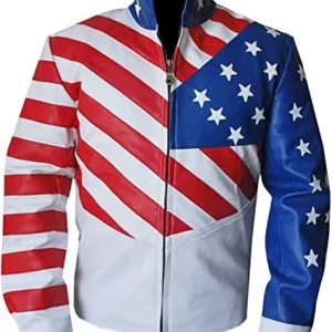 American Flag Biker Winkle Motorcycle Leather Jacket