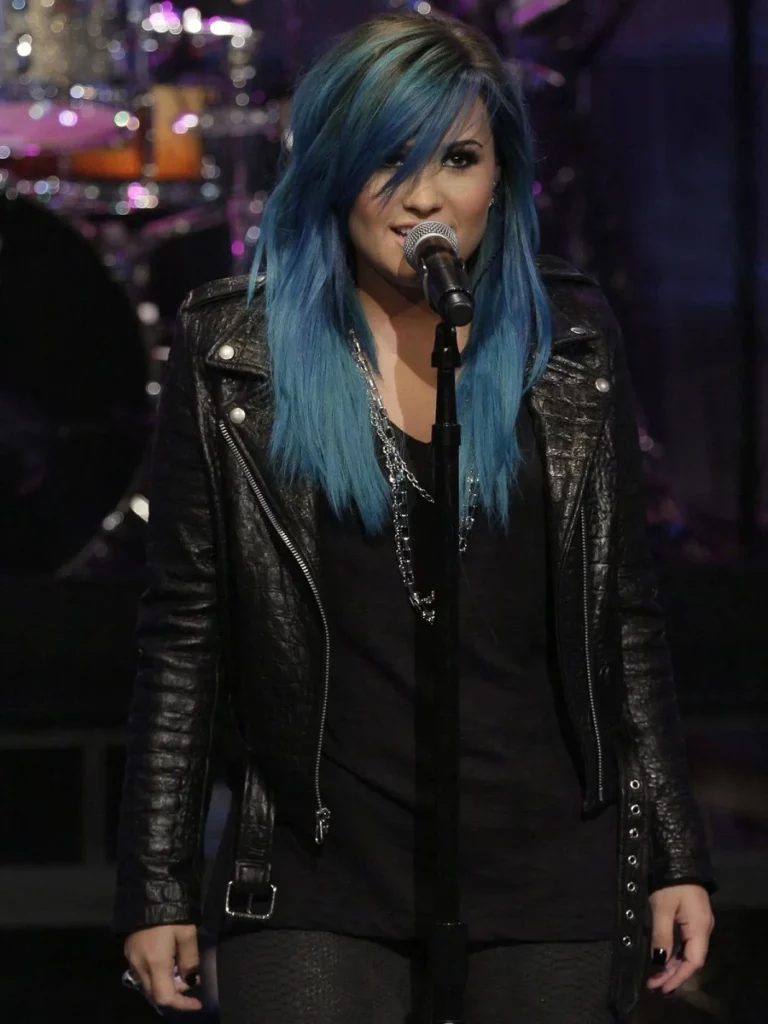 American singer Demi Lovato Black Leather Jacket