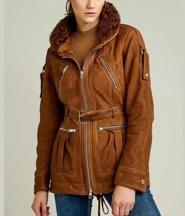 BROWN SHAKIRA WOMEN'S LEATHER JACKET