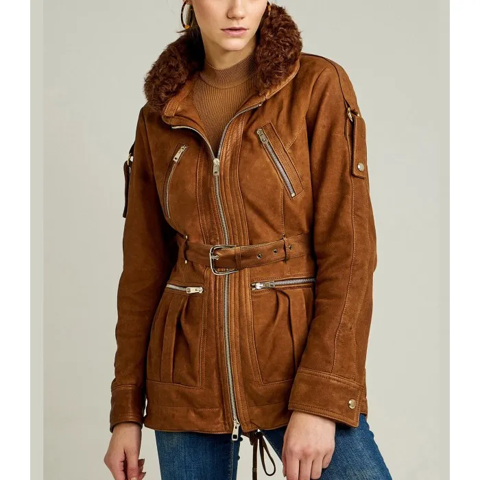 BROWN SHAKIRA WOMEN'S LEATHER JACKET