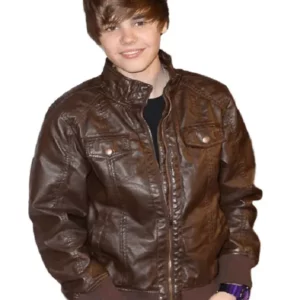 Canadian Singer Justin Drew Bieber Brown Leather Jacket