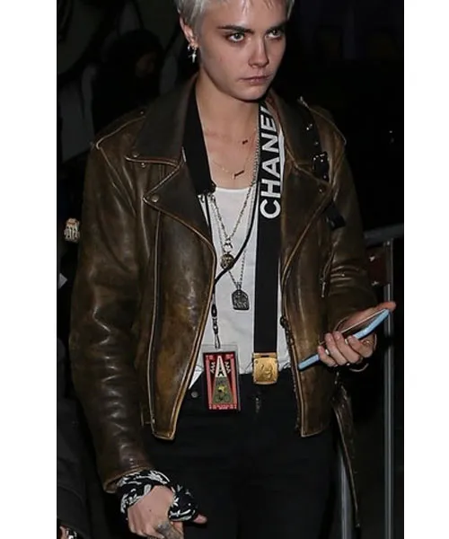 Cara Delevingne Rocks Leather Jacket