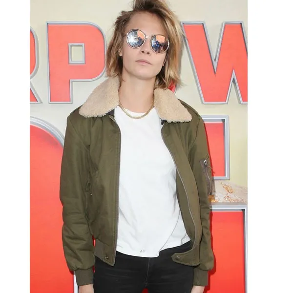 Cara Delevingne Shearling Cotton Jacket