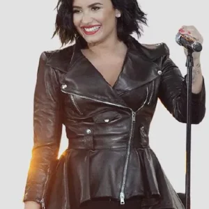 Cloe wood Demi Lovato Black Leather Jacket