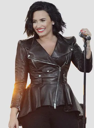 Cloe wood Demi Lovato Black Leather Jacket