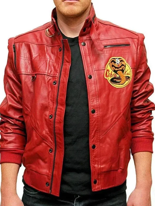 Cobra Kai The Karate Kid Johnny Lawrence Red Leather