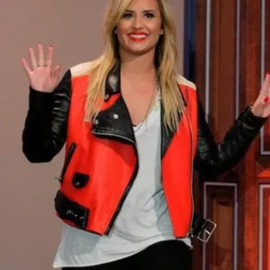 Demi Lovato Red Leather Jacket