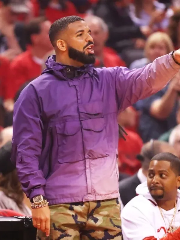 Singer Drake NBA Playoffs Purple Parachute Jacket