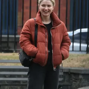 Eve Hewson Brown Puffer Jacket