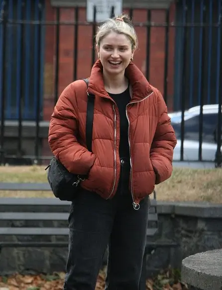 Eve Hewson Brown Puffer Jacket