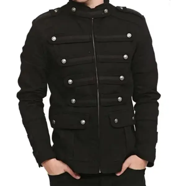 Gothic Military Band Black Jacket For Military Vintage Goth Coat Jacket