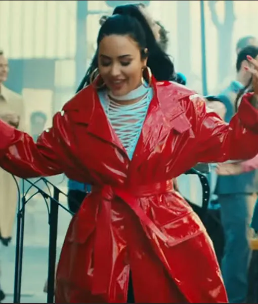 I Love Me Demi Lovato Faux Leather Red Coat