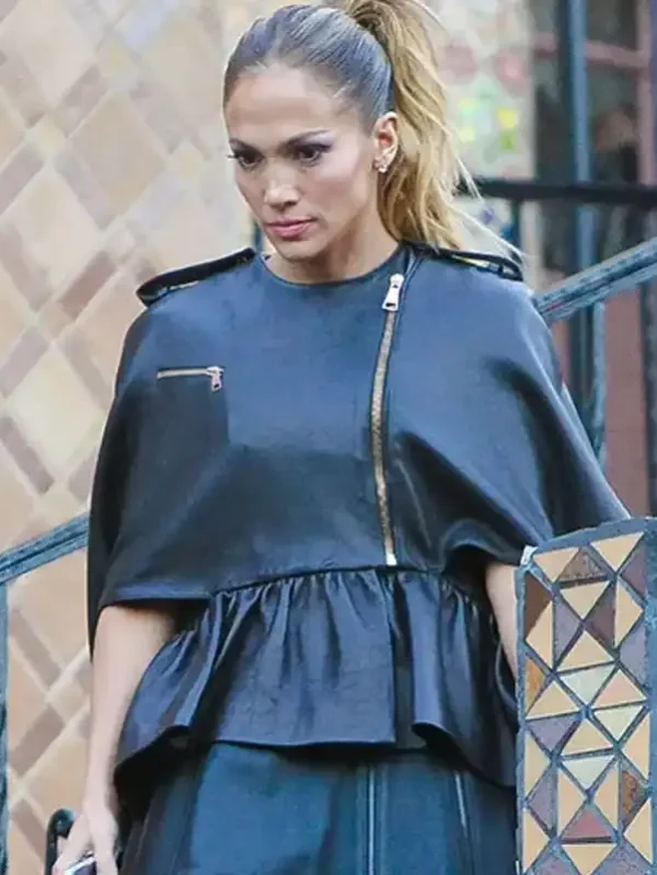 JENNIFER LOPEZ LEATHER CAPE PONCHO