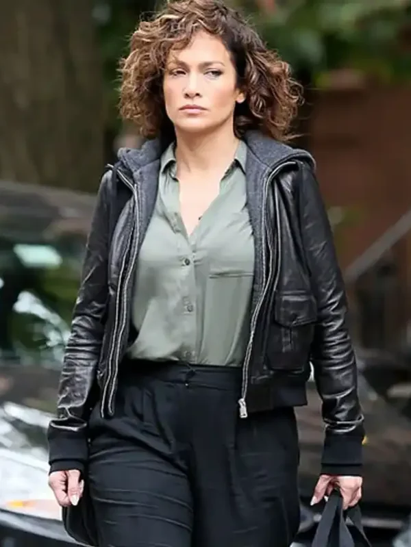 JENNIFER LOPEZ SHADES OF BLUE LEATHER JACKET