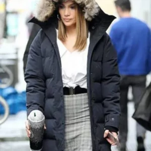 Jennifer Lopez Black Parka Fur Coat