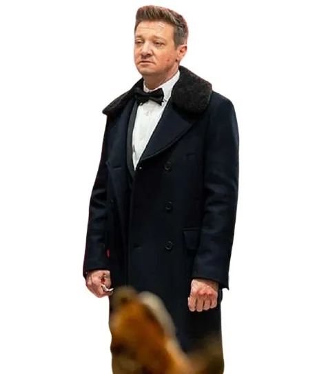 Jeremy Renner Hawkeye 2021 Clint Barton Black Fur Collar Coat