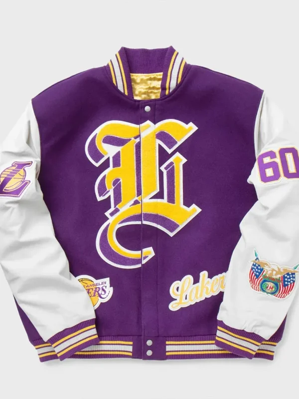 LA Lakers Letterman Purple and White Jacket