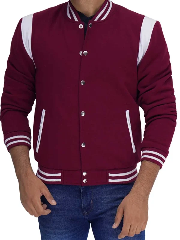 Maroon And White Varsity Jacket