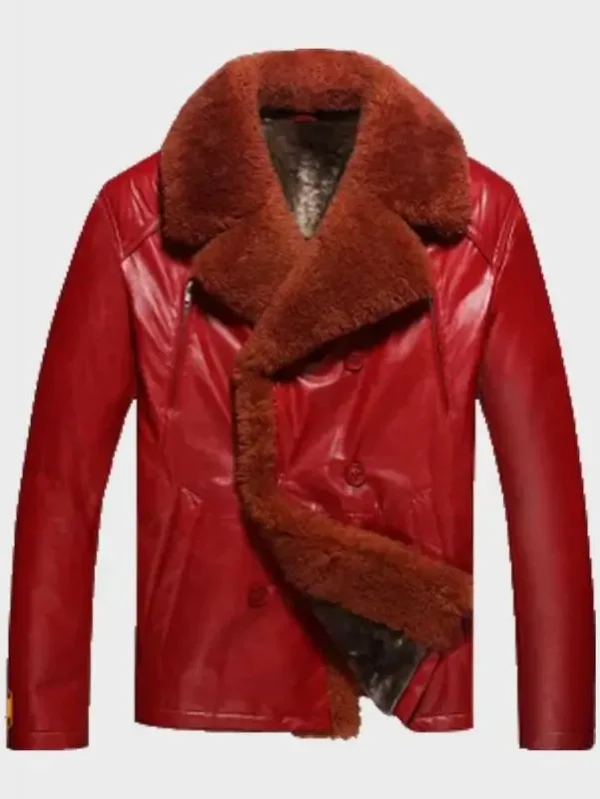 Mens Shearling Red Leather Jacket