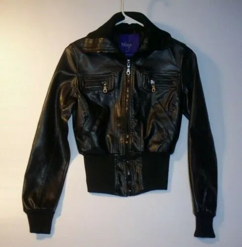 Miley Cyrus Black Bomber Jacket Faux Leather