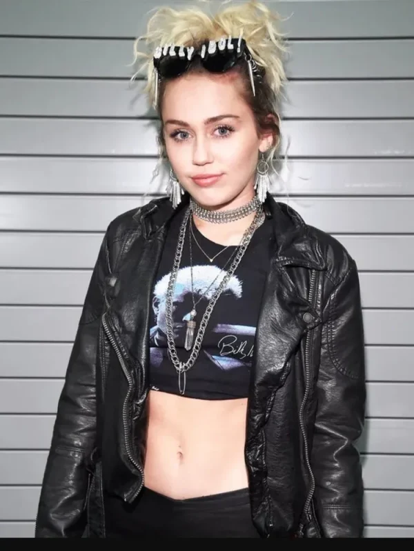 Miley Cyrus Leather Black Jacket