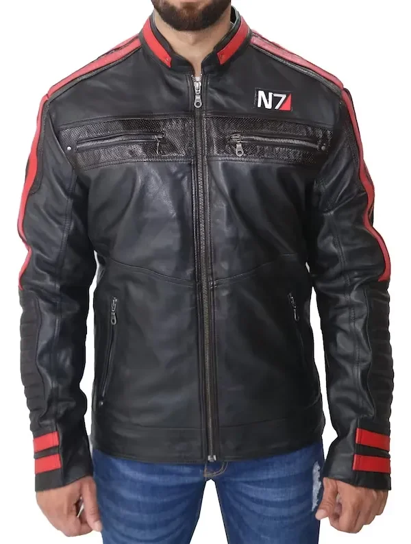 N7 Mass Effect 3 Commander Shepard Biker Jacket